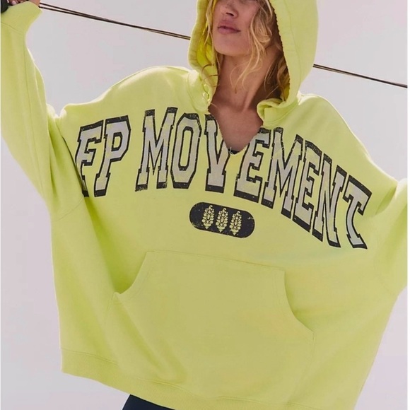 Free People Tops - NWT Free People FP Movement Neon Hoodie